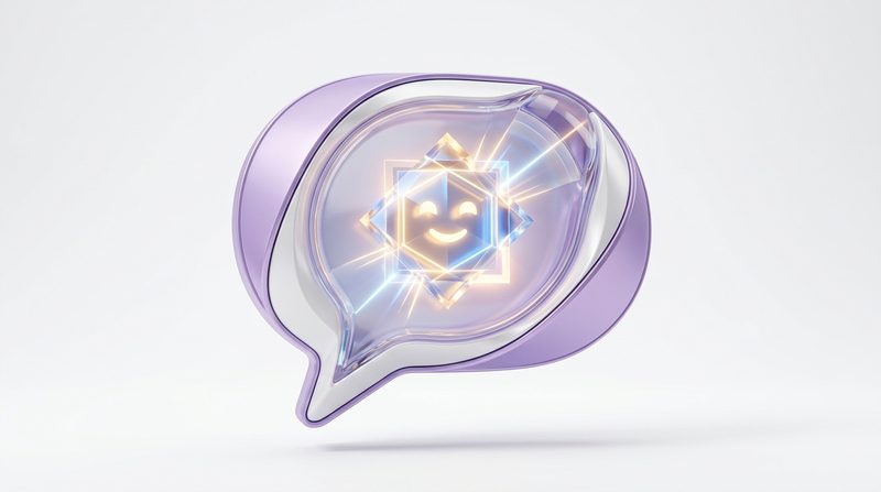 3D chat bubbles representing an always-on assistant
