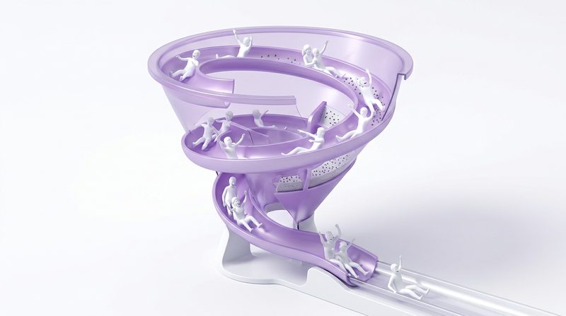3D funnel sorting leads as they pass through