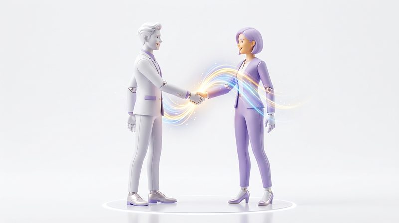 3D illustration of a referral being passed between people